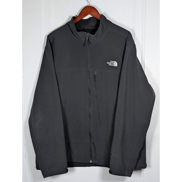 The North Face Jacket Mens XXL 2XL Apex Soft Shell Full Zip Windwall Black Coat - Picture 1 of 3